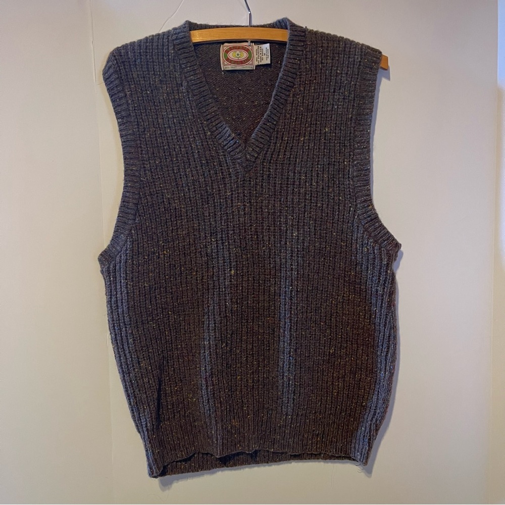 Banana Republic Vintage Brown/Mix 85% Wool Vest Size M Made In The USA